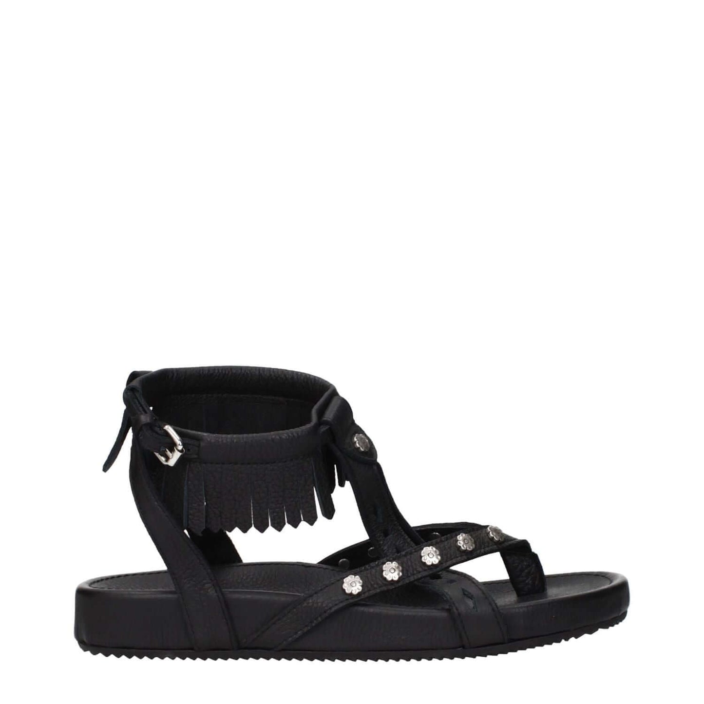 Isabel Marant Black Leather Flat Sandals