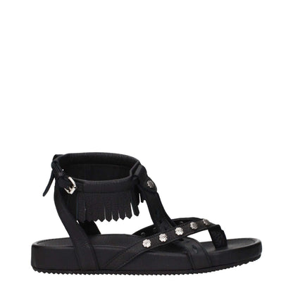 Isabel Marant Black Leather Flat Sandals