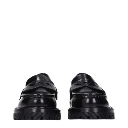 Off-White Black Leather Slip-On Loafers