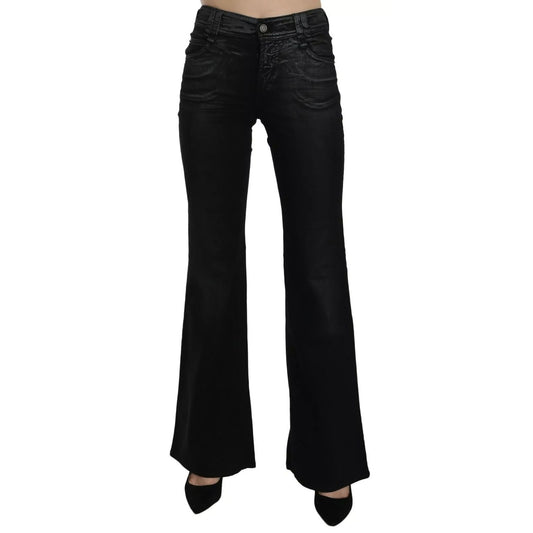 John Galliano Black Washed High Waist Flared Denim Casual Pants Jeans