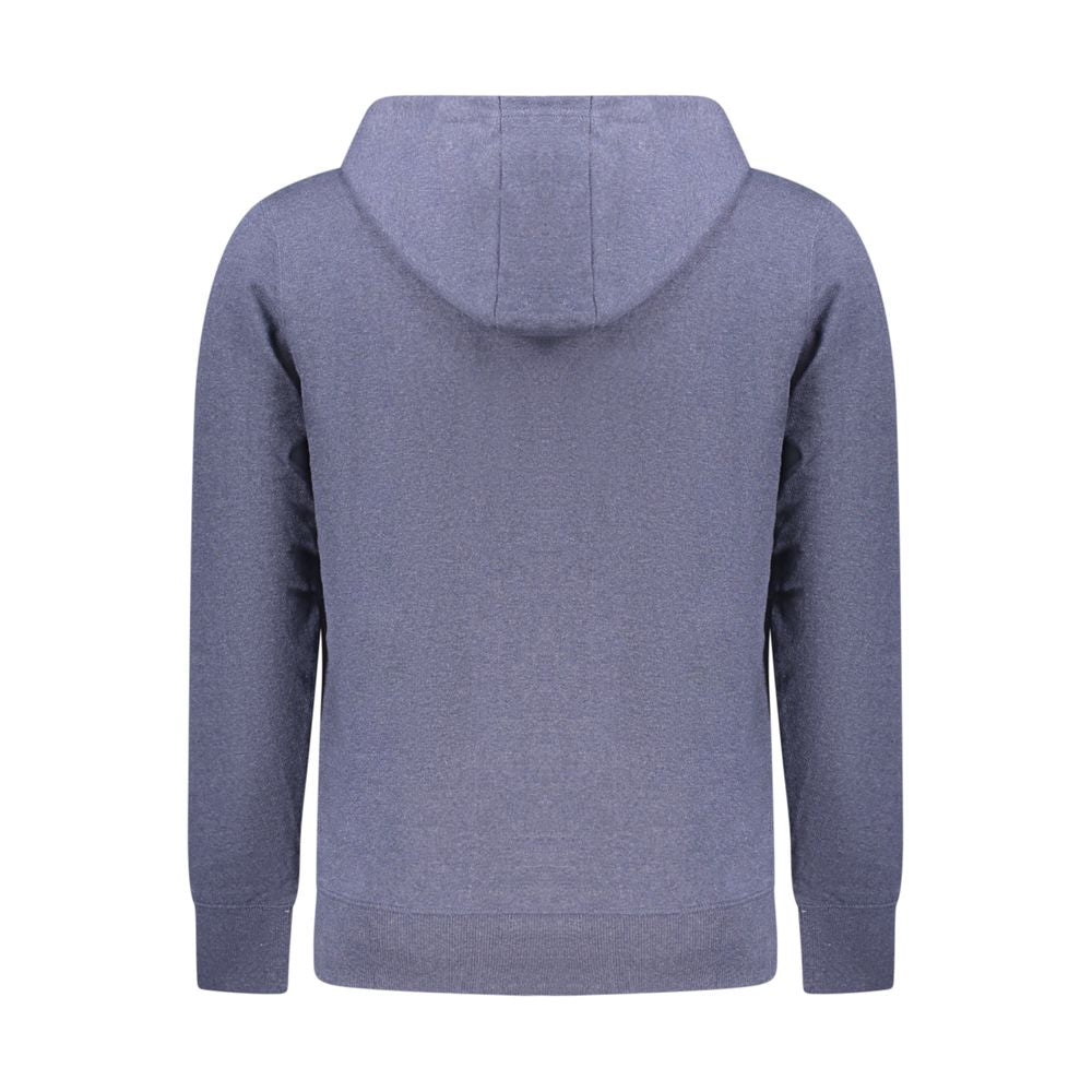 Back view of Accademia Militare Blue Cotton Men's Hooded Sweater with eco-friendly materials and embroidery detail.