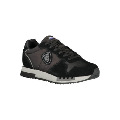 Alt Tag: Blauer Black Leather Men Sneaker with sleek design and contrasting details for sporty sophistication and comfort.