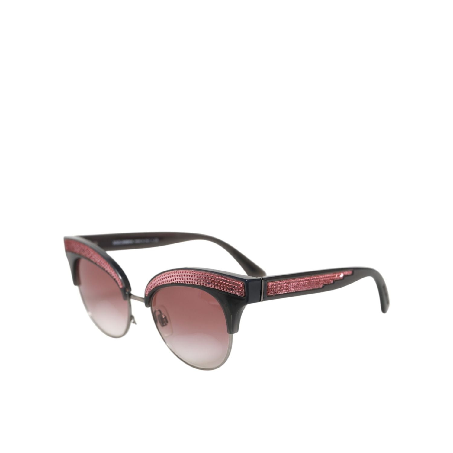 Dolce & Gabbana Black Pink Mirrored Cat Eye Sequined Sunglasses