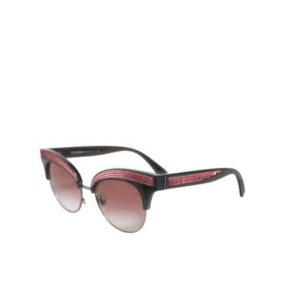 Dolce & Gabbana Black Pink Mirrored Cat Eye Sequined Sunglasses