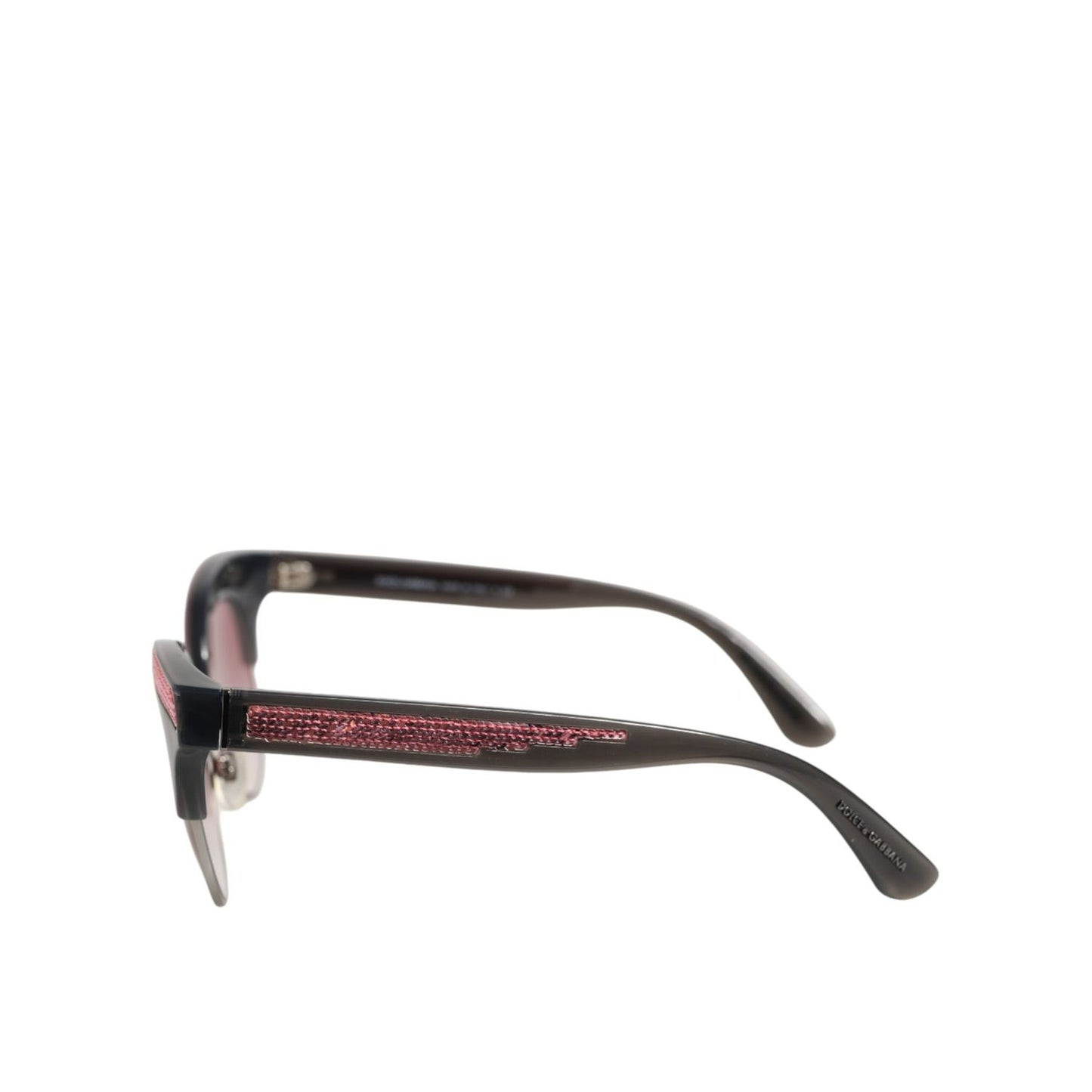 Dolce & Gabbana Black Pink Mirrored Cat Eye Sequined Sunglasses
