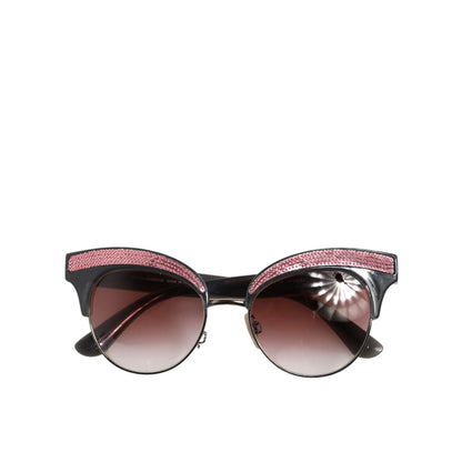 Dolce & Gabbana Black Pink Mirrored Cat Eye Sequined Sunglasses