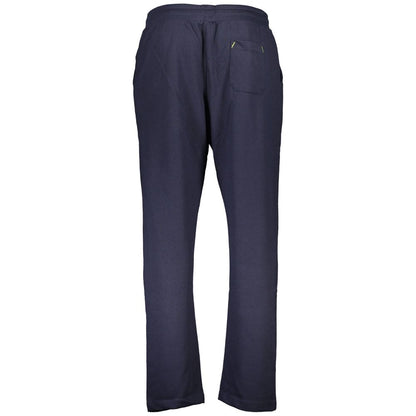 Gianmarco Venturi Blue Cotton Pant with elastic waist, brushed texture, 3 pockets, contrasting embroidery and logo.