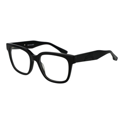 Trussardi Black Acetate Glasses (Frames) for men, full-rim, square style, with black acetate frame and plastic demo lenses.
