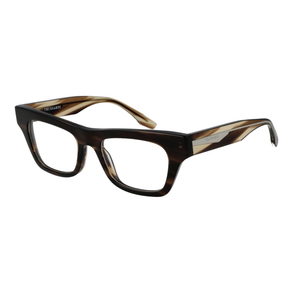 Trussardi Brown Acetate Glasses (Frames) for women, full-rim rectangle design, branded case included, lens size 51mm, bridge 19mm.