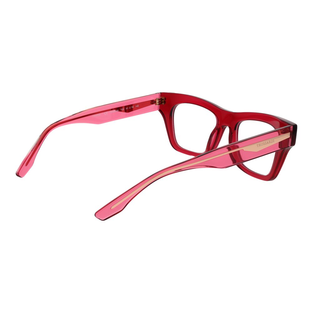 Trussardi Purple Acetate Glasses (Frames) in full-rim rectangle style for women with demo lenses and 143mm temples.