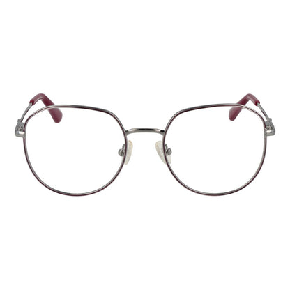 Guess Purple Metal Glasses (Frames) for women with square full-rim design, demo plastic lenses, and spring hinge, size 51-19-140.