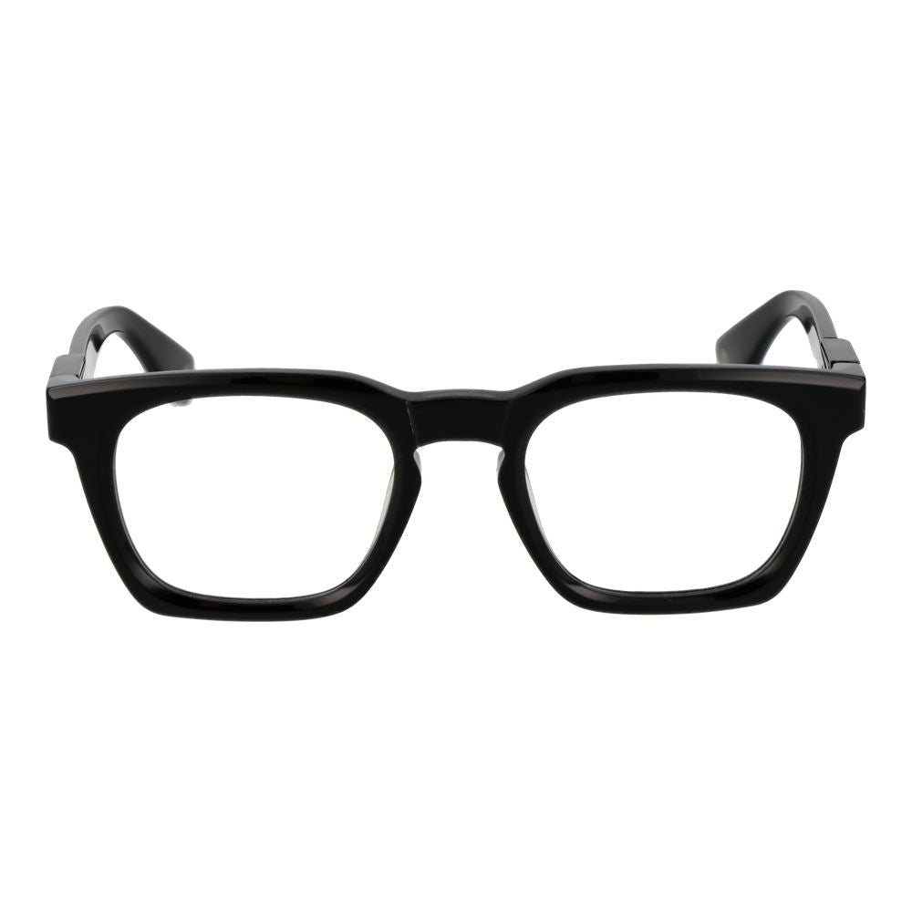 Police Black Cellulose Acetate Glasses (Frames) for men, full-rim square design, black color, 51mm lenses, no spring hinge.
