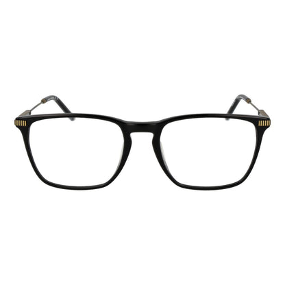 Hackett Black Acetate Glasses (Frames) - men's full-rim rectangle style with demo plastic lenses, size 55-19-145, black color.