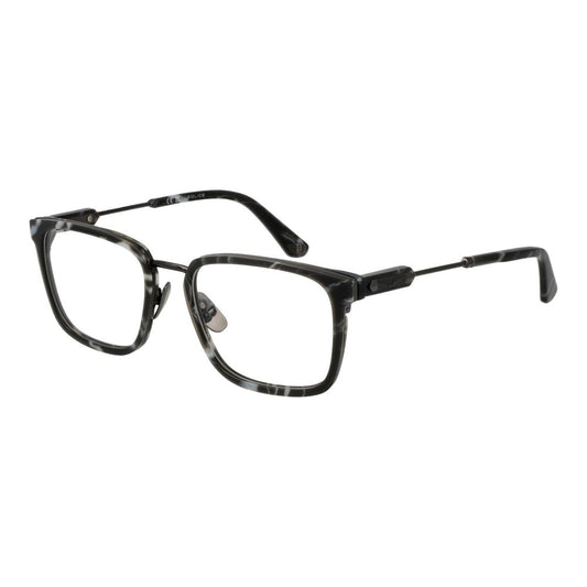 Police Gray Metal Glasses (Frames) for men, featuring full-rim square style with grey metal frame and demo lenses, size 53-19-145.