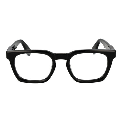 Police Black Cellulose Acetate Glasses (Frames) for men, full-rim rectangular style in black with demo lenses, size 53-22-145.