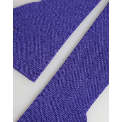 Dolce & Gabbana Violet Wool Fingerless Elbow Length Mitten Gloves