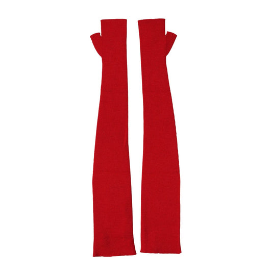 Dolce & Gabbana Red Wool Knitted Fingerless Elbow One Length Gloves