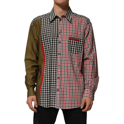 Dolce & Gabbana Multicolor Cotton Collared Checkered Shirt