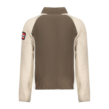 Norway 1963 Brown Polyester Men Sweater with contrasting sleeves and logo on sleeve.