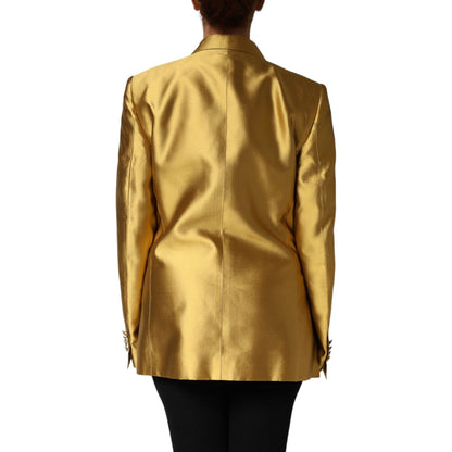 Dolce & Gabbana Gold Satin Long Sleeves Blazer Coat Jacket