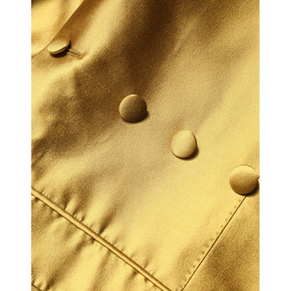 Dolce & Gabbana Gold Satin Long Sleeves Blazer Coat Jacket