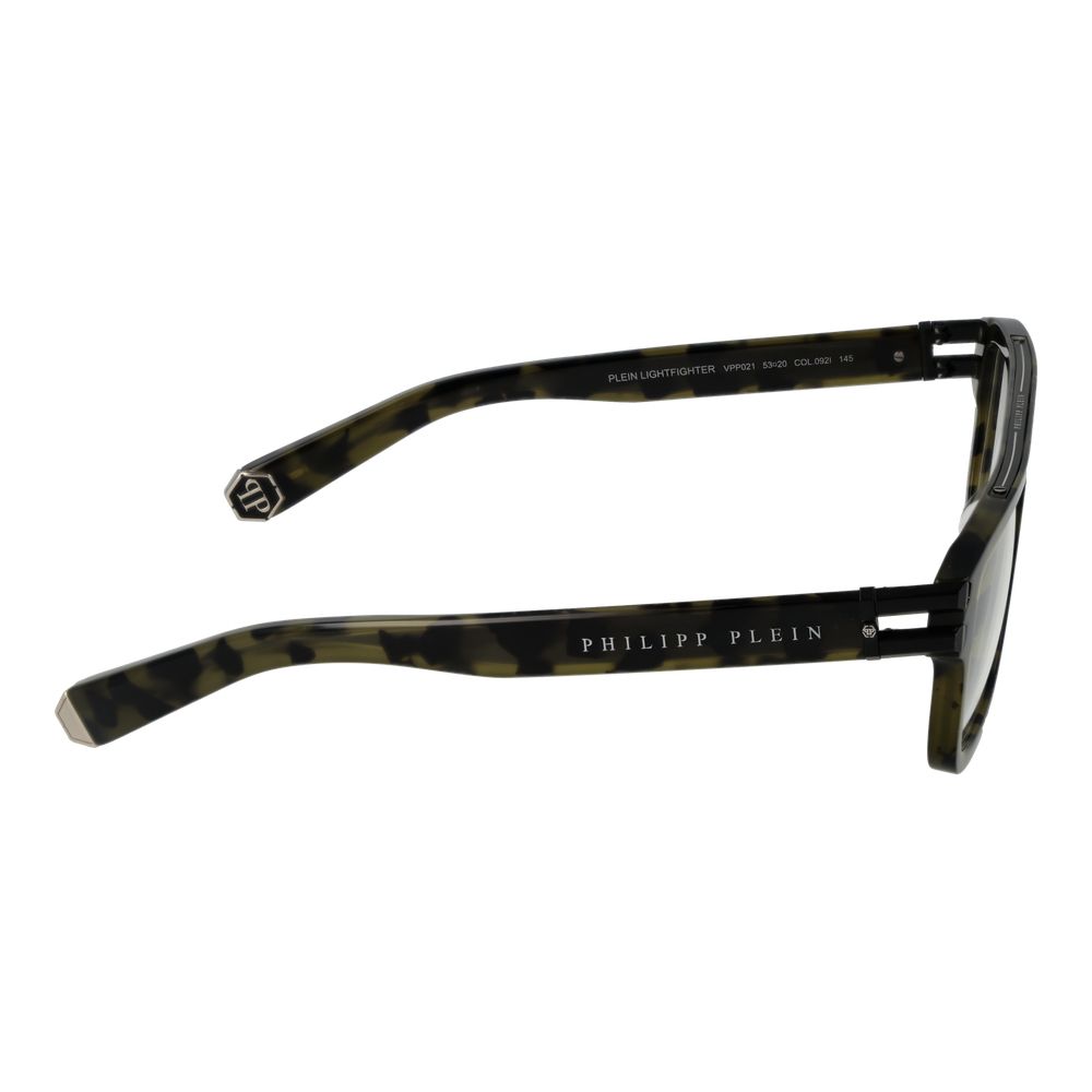 Side view of Philipp Plein Green Titanium Glasses (Frames) with square full-rim design, green titanium frame, and demo lenses.