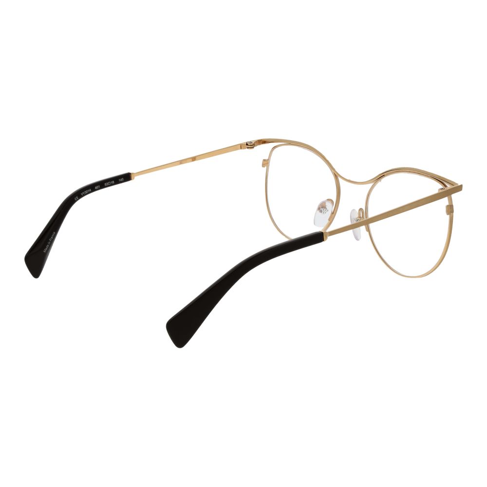 Yohji Yamamoto Gold Metal Glasses (Frames), women's full-rim round style, gold metal frame, demo lenses, no extra protection.