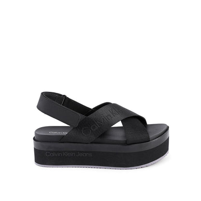 Calvin Klein Black Recycled Polyester Platform Sandals
