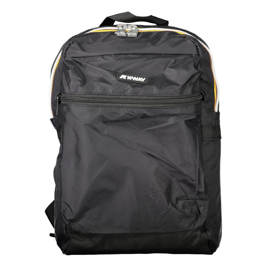 K-WAY Black Polyamide Backpack with adjustable straps, handle, external pocket, internal compartments, and contrasting details.