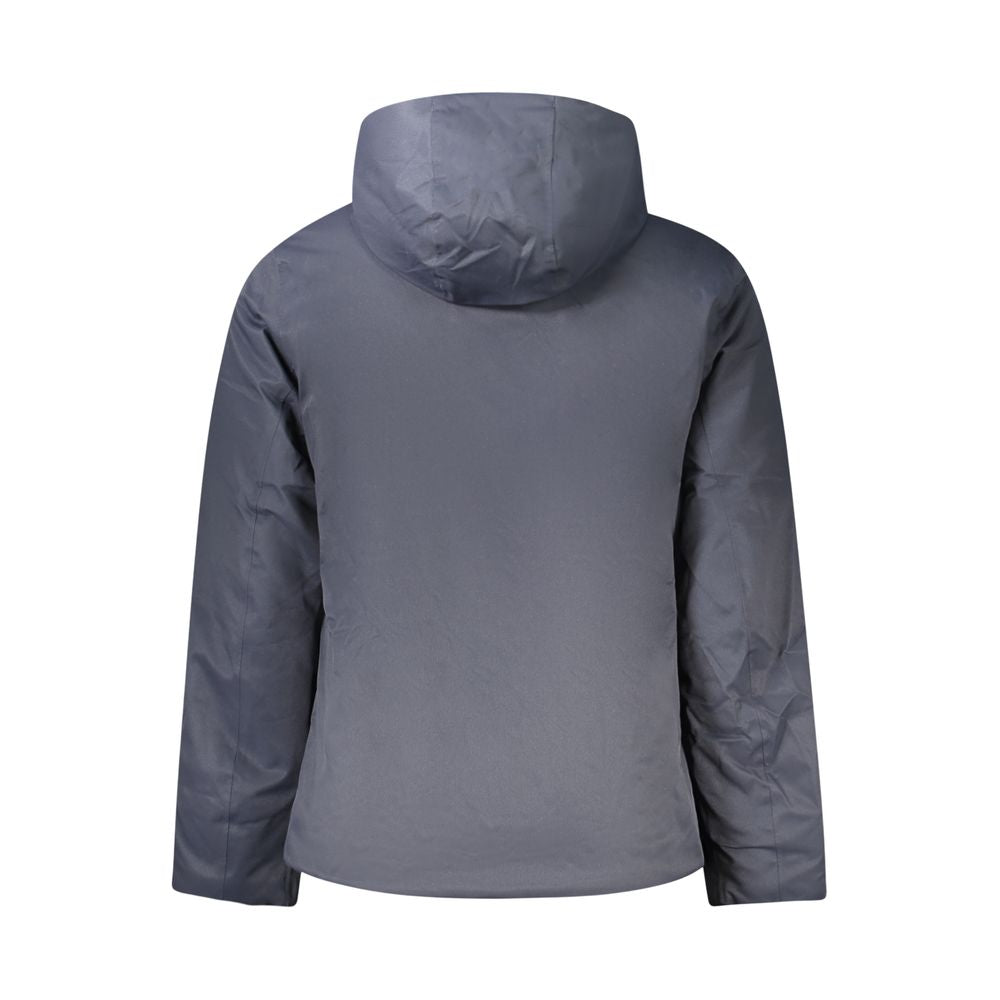 K-WAY Blue Polyester Jackets & Coat with hood, showing back view