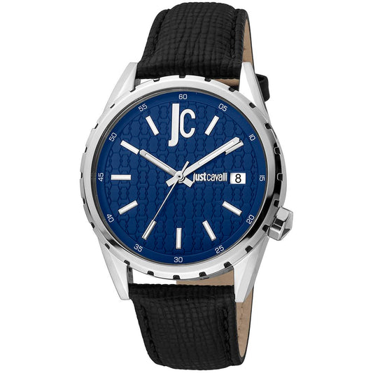 Just Cavalli Black Leather Dress Watch 1728,67434610848,Accessories,Black,Dress Watches - Watches - Accessories,Just Cavalli,Men,New with tags,Watches - Accessories