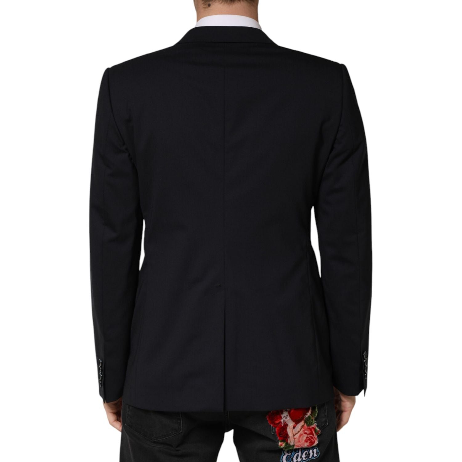 Dolce & Gabbana Dark Blue Wool Single Breasted 2 Button Blazer