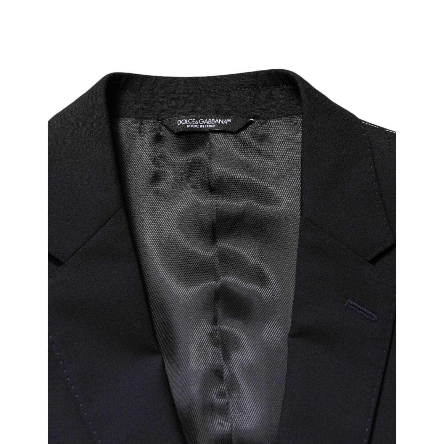 Dolce & Gabbana Dark Blue Wool Single Breasted 2 Button Blazer