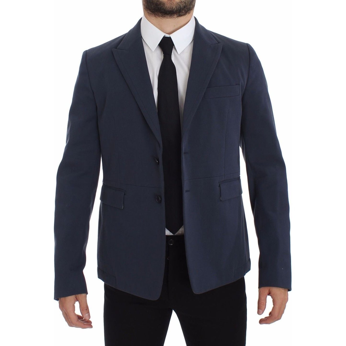 Dolce & Gabbana Blue Cotton Stretch Casual Blazer