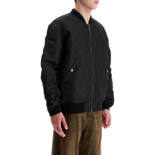 Diesel classic black nylon bomber jacket with zip and side pockets