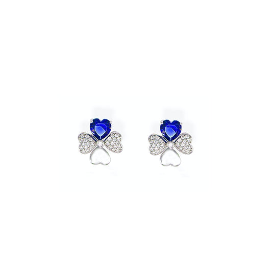 AMEN JEWELRY Mod. EQUBBL heart-shaped earrings with blue stones and crystal embellishments