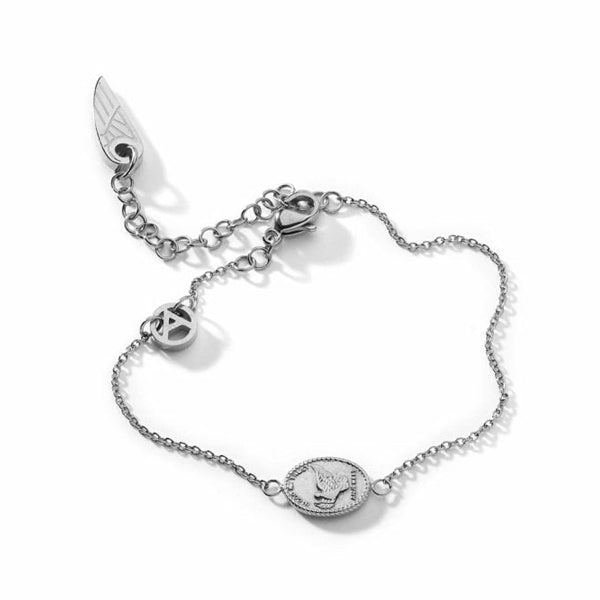 AN JEWELS JEWELRY Mod. AAC.B02S silver bracelet with intricate design and charms on a white background