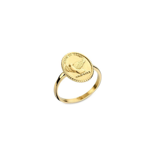 Gold ring featuring the AN JEWELS JEWELRY Mod. AAC.R01Y-9 design with a crafted bird emblem.