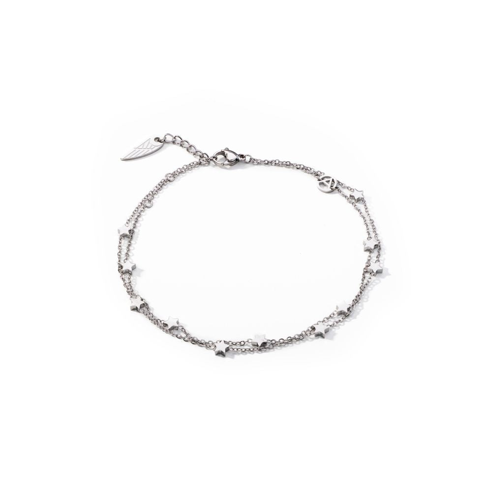 AN JEWELS JEWELRY Mod. AL.BANKLE05 delicate silver bracelet with star accents on white background.