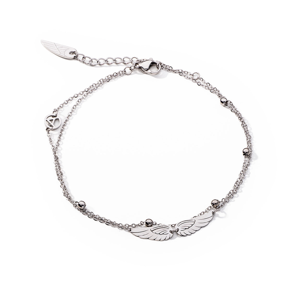 AN JEWELS JEWELRY Mod. AL.BANKLE09 delicate silver ankle bracelet with wing charm and adjustable clasp