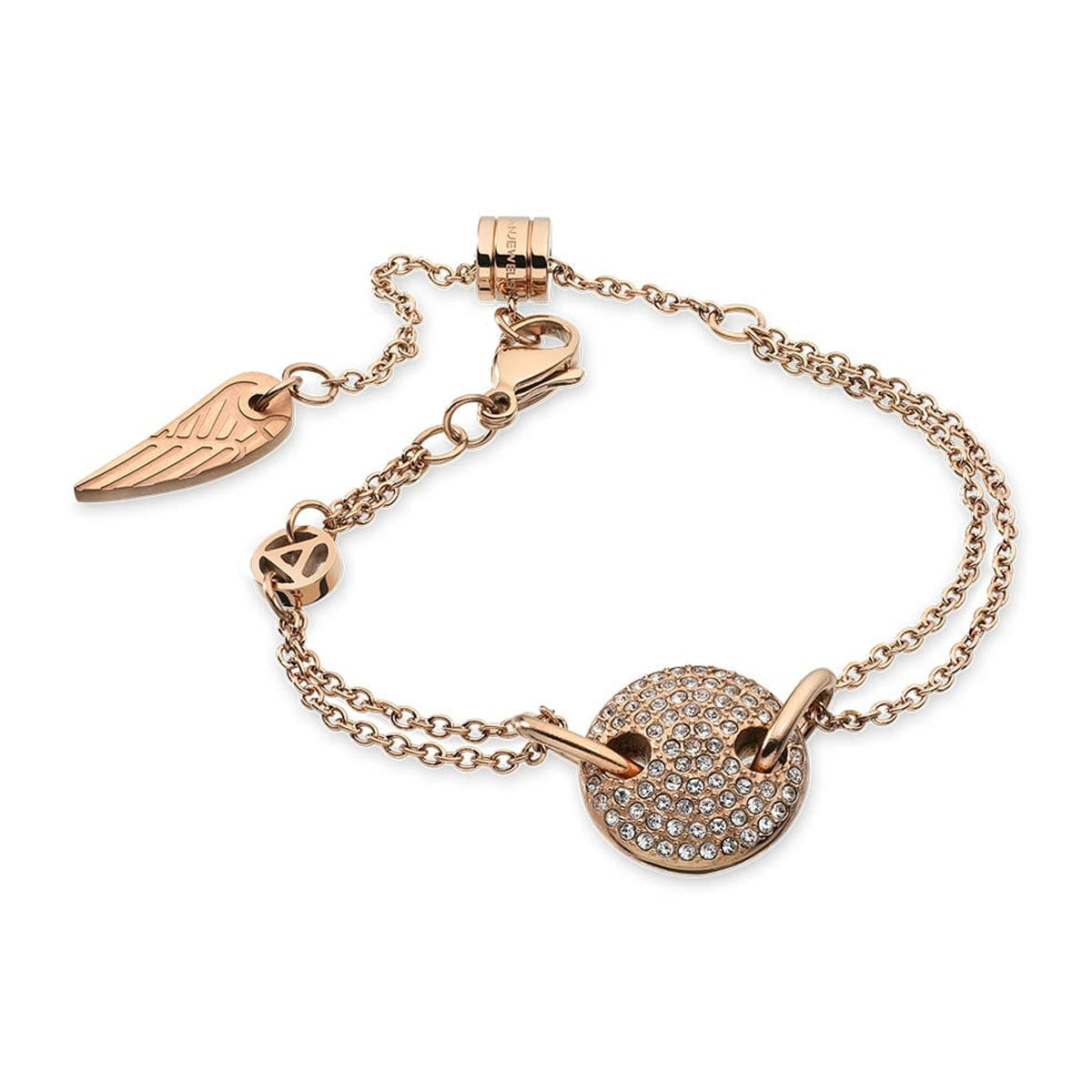 Rose gold bracelet AN JEWELS JEWELRY Mod. AL.BJT01RC with angel wing charm and crystal pendant