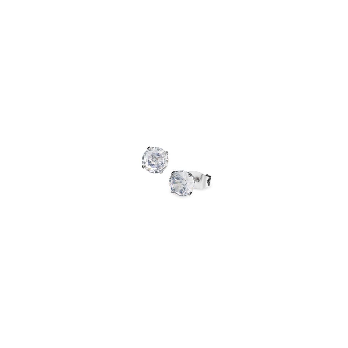 AN JEWELS JEWELRY Mod. AL.ELFY02, elegant stud earrings with clear gemstones, silver setting.