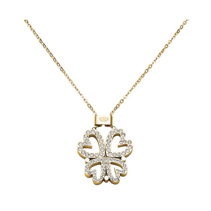 AN JEWELS JEWELRY Mod. AL.NLBUTT4GMC gold pendant necklace with crystal-studded clover design on a delicate chain