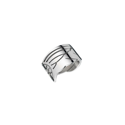 AN JEWELS JEWELRY Mod. AL.RFY01S-9 silver and black design ring