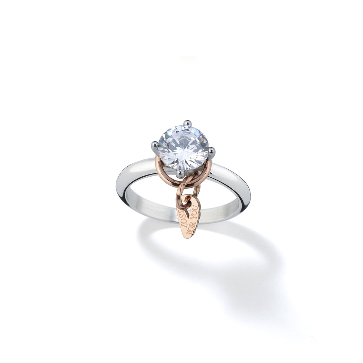 AN JEWELS JEWELRY Mod. AL.RLFY01-8 elegant diamond ring with rose gold accent