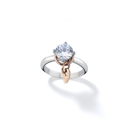 AN JEWELS JEWELRY Mod. AL.RLFY01-8 elegant diamond ring with rose gold accent