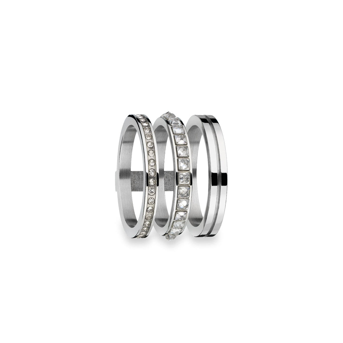 AN JEWELS JEWELRY Mod. AR.R3NS01SC-8 silver ring set with crystals and sleek design