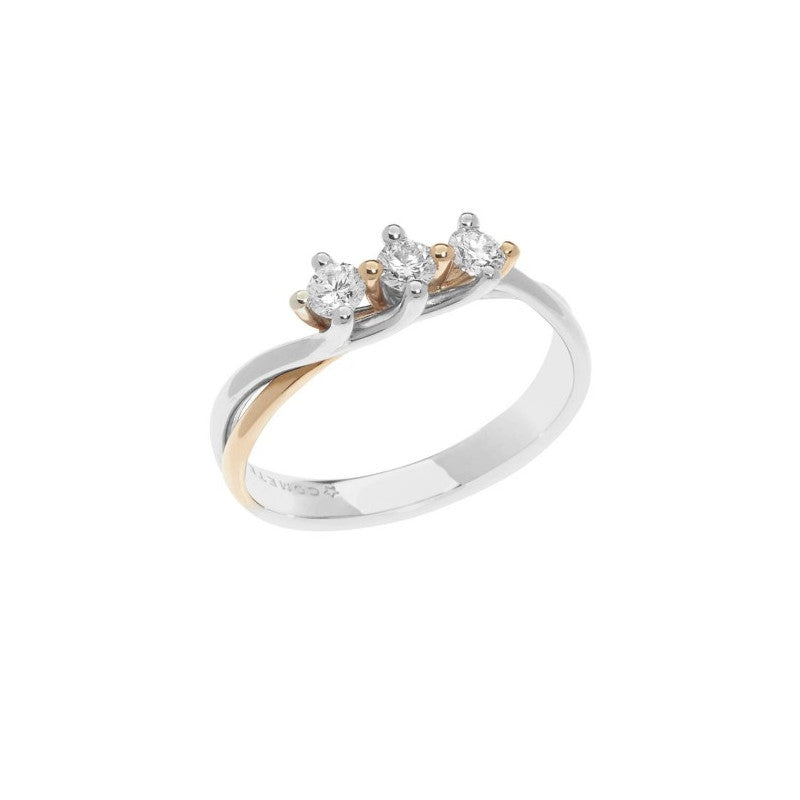ANELLI COMETE MOD. ANB2578 elegant ring with three diamonds in a mixed metal design