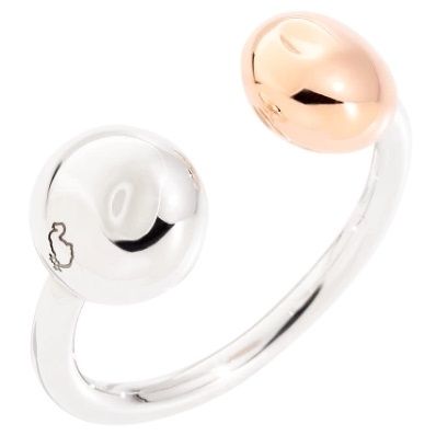 Silver and rose gold ring ANELLI DODO MOD. DAC0008PEPIT0009A56 with dual spheres design