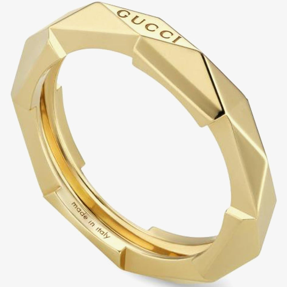 ANELLI GUCCI MOD. YBC662177001 gold ring with geometric design, luxury jewelry made in Italy.